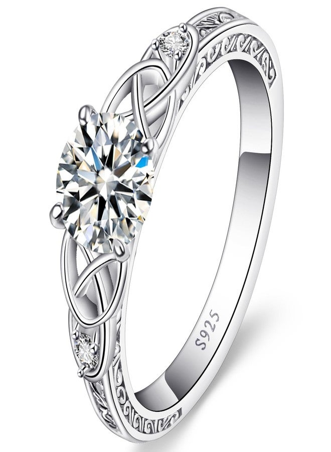Yaresul Vintage Celtic Knot Women's Wedding Ring 925 Sterling Silver Engagement Ring Round Cut Cubic Zirconia Wedding Band for Women Promise Ring for Her Size 7 - Image 1